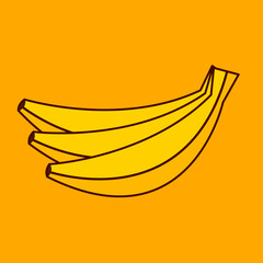 Yellow tone banana icon vector illustration.