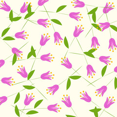 Pink tone tulip flower pattern vector illustration.