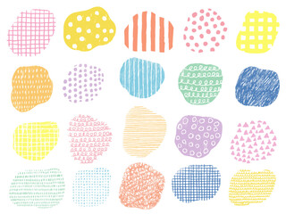 手描きあしらいセット　流体シェイプ　カラフル　パターン