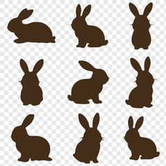 Set of different rabbits silhouettes. Cutie bunnies. Vector. set of rabbit illustration.