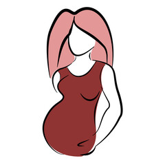 Pregnant woman symbol, isolated icon in simple lines