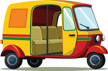 Fototapeta premium Illustration of a yellow and red auto rickshaw isolated