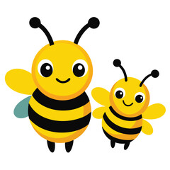 Obraz premium Adorable Cartoon Bees A Sweet Illustration of Nature's Tiny Workers