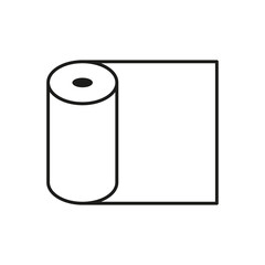 Paper roll icon. White background symbol. Minimal vector illustration. Stationery tool concept.