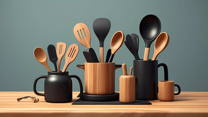 set of kitchen utensils