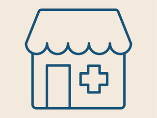 Pharmacy icon. Hospital outline vector icon. Simple outline icon. © fun duck