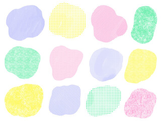 手描きあしらいセット　流体シェイプ　パターン　パステルカラー