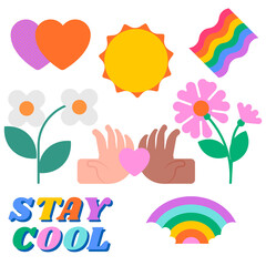 Summer kidcore png stickers, transparent background set