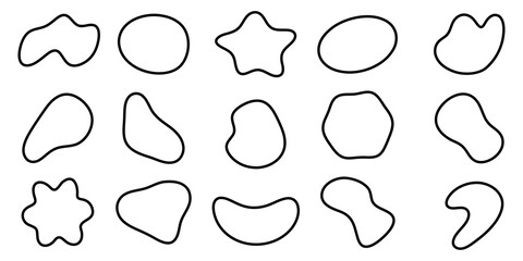 PNG Abstract organic shapes outline collection, transparent background