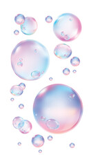 PNG Colorful iridescent floating soap bubbles on transparent background