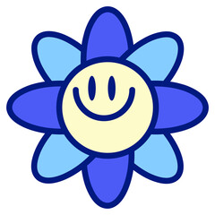 PNG Cheerful blue smiling flower on transparent background