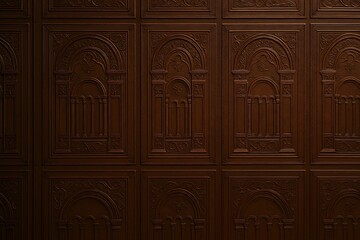 Classic Carved Wood Wall Panel Texture – Ornate Architectural Relief Background with Vintage Arched Motifs for Luxury Interiors, Historical Design, and Decorative Projects