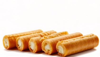 Delicious Cream Filled Pastry Rolls A Close Up Shot of Golden Brown Sweet Treats