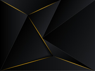 Abstract .Modern background. Black and gold polygon glow light background. vector.