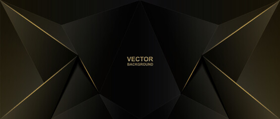 Abstract .Modern background. Black and gold polygon glow light background. vector.