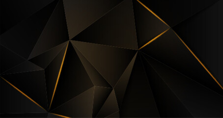 Abstract .Modern background. Black and gold polygon glow light background. vector.