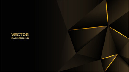 Abstract .Modern background. Black and gold polygon glow light background. vector.