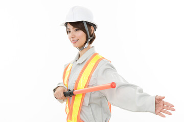 若い女性　土木作業員