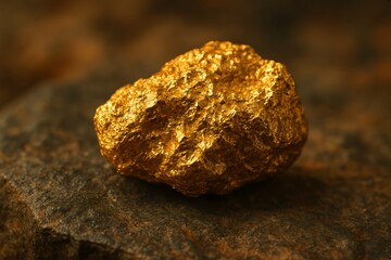 Raw Gold Nugget, Natural Mineral Rock, Precious Metal Stone, Wealth and Discovery