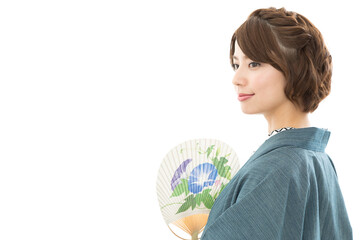若い女性　浴衣

