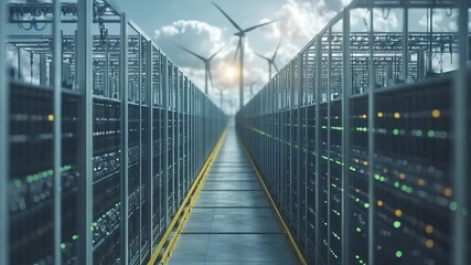 Green Energy Server Farm with Wind Power, and Data Center. - Powered by Adobe