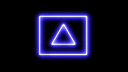 Glowing neon shapes with triangle inside square on black background abstract futuristic design for technology and creative projects