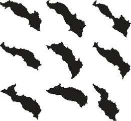 Obraz premium Tuvalu map black silhouette vector style with white background