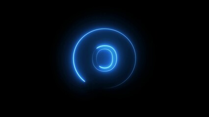 Glowing blue neon rings against a black background for technology or futuristic design concepts and visual effects elements.