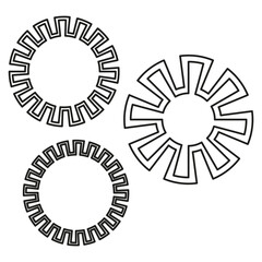 Decorative circular elements. Ornamental design patterns. Vector geometric borders. Traditional motif symbols.