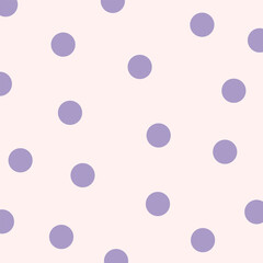 Vector background image of purple polka dots on a cute and vibrant pink background.