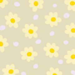 Cute pastel colorful daisy flower art vector illustration.