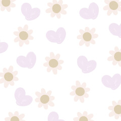 Pastel tone floral heart pattern vector illustration.