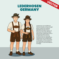Lederhosen Traditional German Costume from Bavaria Vector Illustration