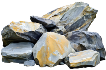 Striking pile of sedimentary rocks with distinct layering against black backdrop