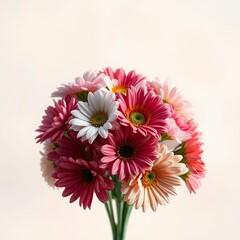 A bouquet of flowers, distinctly divided into sections, emphasizing bold areas, soft focus, and a hazy background using a soft cinematic haze filter