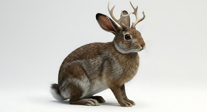 An artistic illustration of a Jackalope, a mythical creature