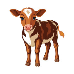 A cartoon calf standing on a white background looking cute