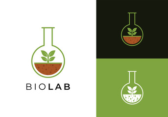 This is a bio lab logo, a combination of a plant and a lab bottle. This logo is suitable for plant labs, gardens and the like.