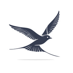 Obraz premium Flying Birds Silhouette Vector Illustration – Black and White Bird Silhouettes in Flight for Nature and Wildlife Design