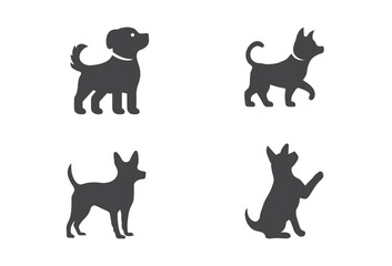 Vector black silhouette of a dog isolated on a white background.