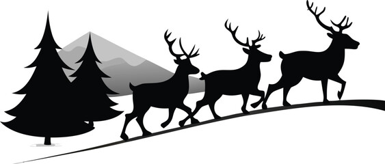 Christmas Silhouette Bundle – Santa, Gifts, Snowflakes & Reindeer, Holiday Vector Pack – Christmas Tree, Ornaments, Santa Sleigh Silhouettes