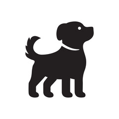 Vector black silhouette of a dog isolated on a white background.