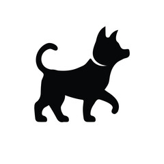 Vector black silhouette of a dog isolated on a white background.