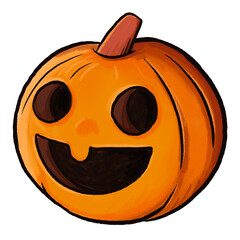 Jack-O'-Lantern Halloween Pumpkin Spooky Illustration for Fall Decoration and Trick-or-Treat Design