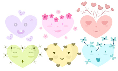 Cute heart shape cartoon vector illustration.