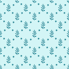 The leaf patterns alternate with the aqua floral seamless flowers, expressing a refreshing feeling of vector power used for wallpaper, tile, and so on.