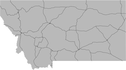 Montana vector map of the National Highway System with state boundary (NHS, Web Mercator projection, PPT-compatible & fully editable)