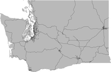 Washington vector map of the National Highway System with state boundary (NHS, Web Mercator projection, PPT-compatible & fully editable)