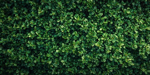 A lush green hedge with a variety of leaf shapes and textures, set against a blurred background, creating a natural and organic feel.