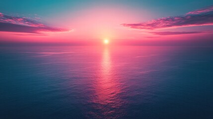 Fototapeta premium Vibrant sunset over tranquil ocean